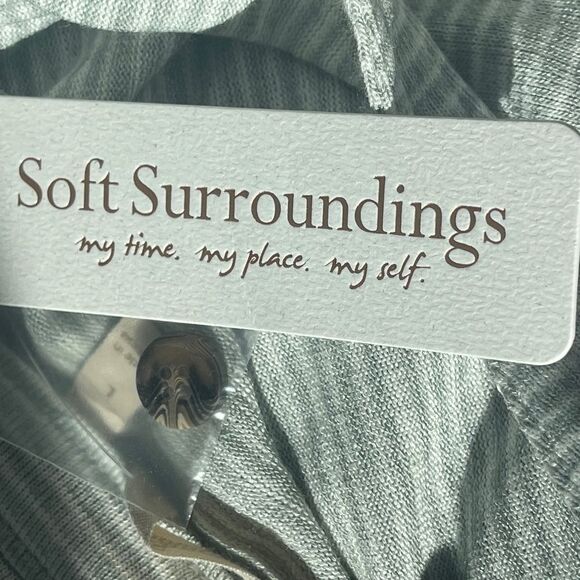 Soft Surroundings Tamara Green/White Striped Button Detail Knit Tunic NWT Sz L - Picture 4 of 9